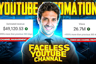 create your cash cow, faceless youtube channel,  SEO, and management