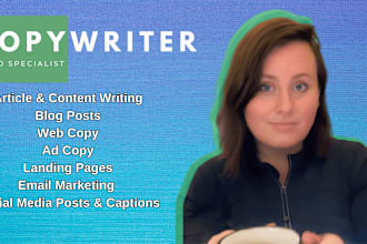 be your copywriter to write SEO web content, blogs, and articles