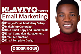 setup klaviyo email marketing, mailchimp campaign template blast cold email copy