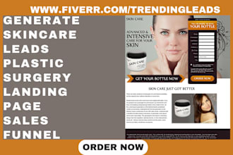generate skincare leads plastics surgery cosmetics landing page sales funnel
