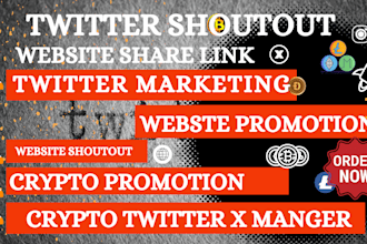 promote twitter shoutout website share link to yt crypto, ig, fb nft audience