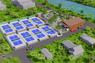 design 3d pickleball courts for indoor or outdoor use