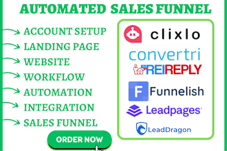 setup funnelish convertri leaaddragon landingi funnel clixlo leadpages rei reply