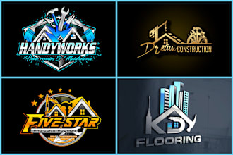 design unique handyman, roofing, home remodeling home decor and home repair logo
