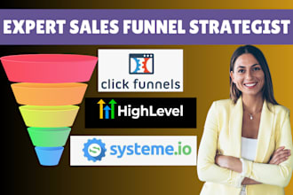 design modern sales funnel in gohighlevel, systeme io, clickfunnels, monday crm
