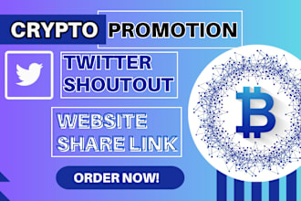 promote crypto, do twitter shoutout, share website links on 90m active users