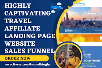 design travel affiliate landing page affiliate website travel sales funnel leads