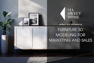 create a 3d render of furniture and interior decor for sellers