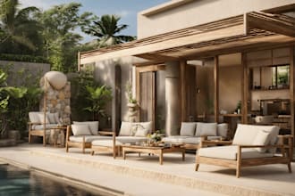 create interior or exterior rendering mediterranean style