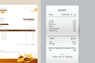 design invoice, letterhead and receipt in editable word format
