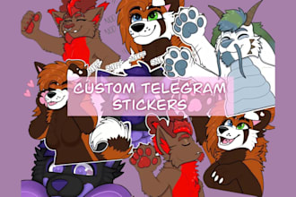 design animated telegram stickers, furry stickers, for your crypto project