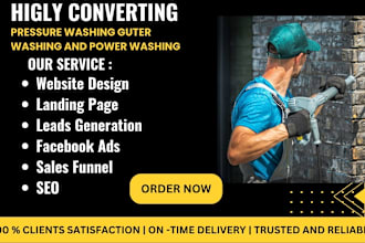 pressure washing website, power washing landing page gutter washing website