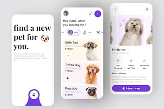 pet adoption app, pet care app, health care app, animal care app, cat care app