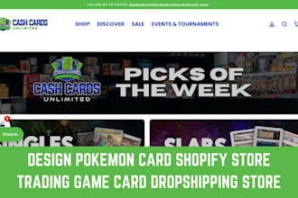 design pokemon card shopify store trading game card dropshipping store