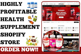 design profitable health food website health food supplement shopify store