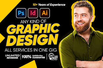 do graphic design in adobe illustrator, photoshop, indesign, photo retouching