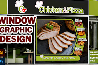 create modern shopfront or storefront window graphics ,signage design
