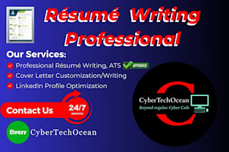 write professional resume, cover letter, and linkedin profile optimization