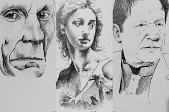 do portraits in carbon pencil, oils, acrylics, watercolor