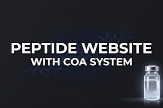 design research peptide website, woocommerce store with coa system