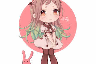 draw anime chibi characters for you