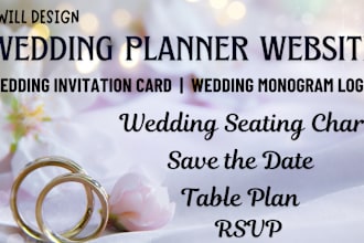 create stunning wedding planner website, seating chart, wedding invitation card