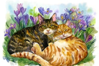 paint a beautiful portrait of an animal in flowers