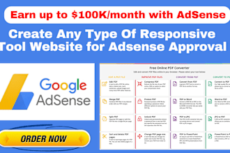create any type of responsive tool website for adsense approval