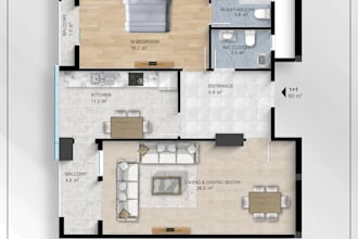 render a professional 2d floor plan in photoshop