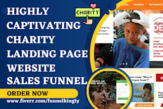 design charity landing page non profit website ngo sales funnel nonprofit leads