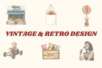 create a vintage and retro design for you