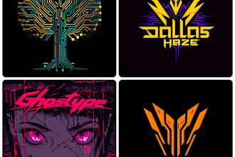 create unique fantasy cyberpunk horror logo for games books and music