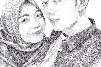 pointilis style digital photo potrait get 2 face free 1