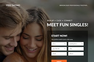 design responsive online dating landing page onlyfans website love sales funnel