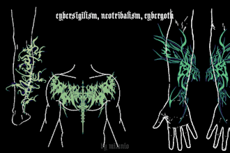 create a cybersigil, neotribal design for tattoo or branding