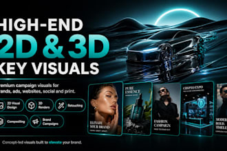 create high end key visuals in 2d or 3d