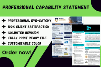 design unique winning government capability statement, capabilities statement