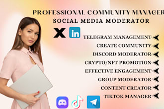 be discord or telegram community moderator, manager crypto, nft, gaming project