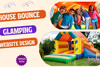 bounce house website, house bounce website, glamping website, inflatable rentals