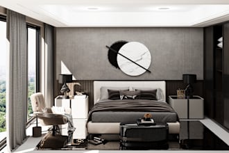 3d interior design rendering and decor for  living, bedroom,