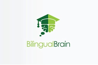 design modern fun bilingual brain logo
