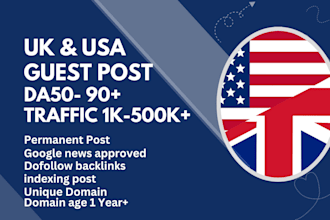 publish UK and USA guest post, HQ backlinks on da50 UK, USA websites