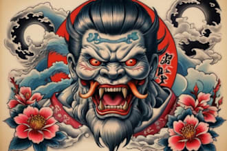 create tattoo japanese old school design