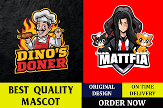 design unique cartoon, mascot, sports and gaming logo for your business
