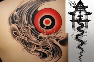 do a tattoo design in japanese style