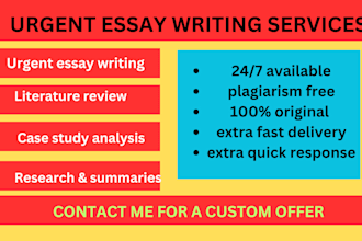 do urgent essay writing, article writing, research and summary writing