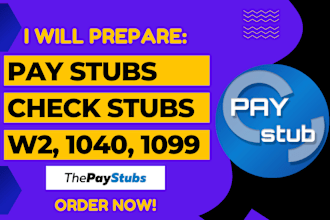 make paystub, pay stub, check stub, w2, 1040 and 1099
