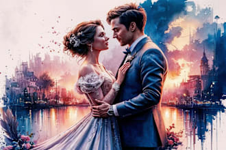 create amazing watercolor couple portraits