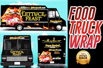 do design food truck wrap, trailer wrap, van wrap, car wrap, vehicle wrap, wrap