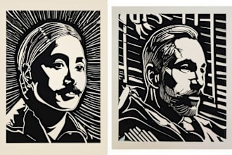 create an artistic linocut illustration in my own style